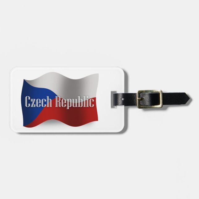 Étiquette À Bagage Drapeau de ondulation de République Tchèque (Devant horizontal)