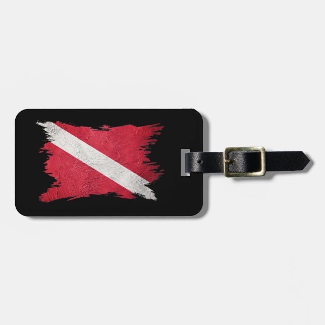 Étiquette À Bagage Drapeau de plongée, Brèche-course, Plongée vers le (Devant horizontal)