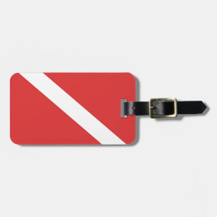 Étiquette À Bagage Drapeau de plongée - Emblème de plongée Rouge Blan