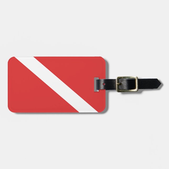 Étiquette À Bagage Drapeau de plongée - Emblème de plongée Rouge Blan (Devant horizontal)