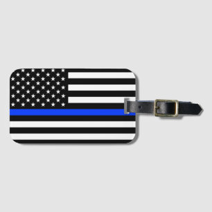 Étiquette À Bagage Drapeau de police de la ligne bleue mince