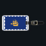 Étiquette À Bagage Drapeau de Québec<br><div class="desc">Bagage Tag avec le drapeau de Québec,  la capitale du Québec,  Canada. Un drapeau bleu avec un contour blanc et un navire jaune au centre</div>