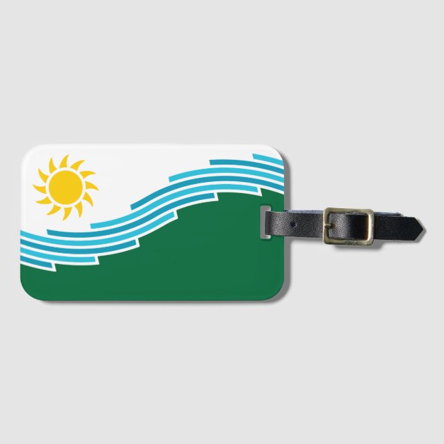 Étiquette À Bagage Drapeau de Spokane, Washington (Devant Horizontal)