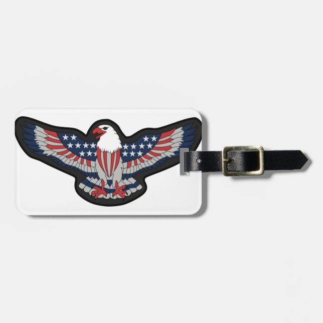 ÉTIQUETTE À BAGAGE DRAPEAU D'EAGLE ETATS-UNIS (Devant horizontal)