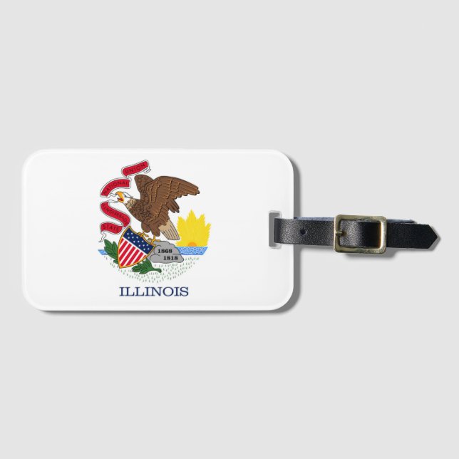 Étiquette À Bagage Drapeau d'État de l'Illinois, États-Unis (Devant Horizontal)