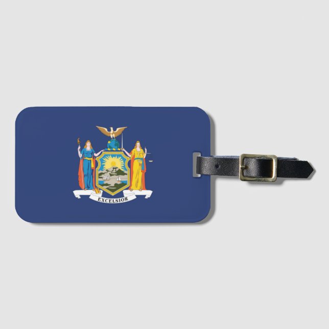 Étiquette À Bagage Drapeau d'État de New York, États-Unis (Devant Horizontal)