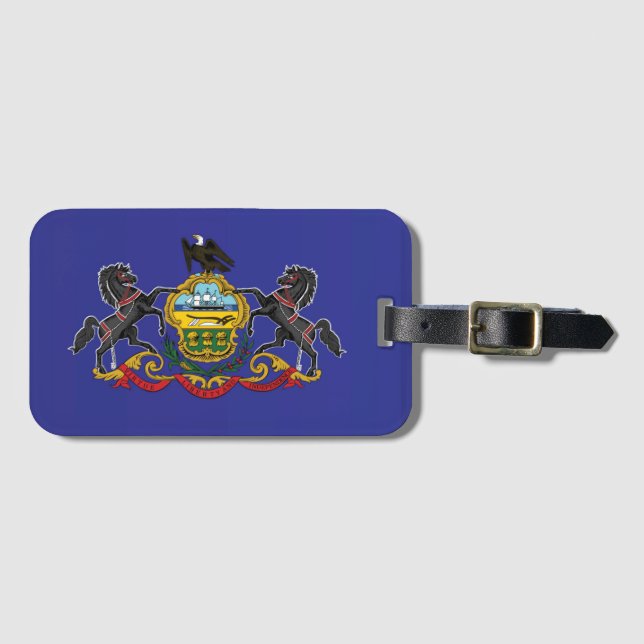 Étiquette À Bagage Drapeau d'État de Pennsylvanie, États-Unis (Devant Horizontal)
