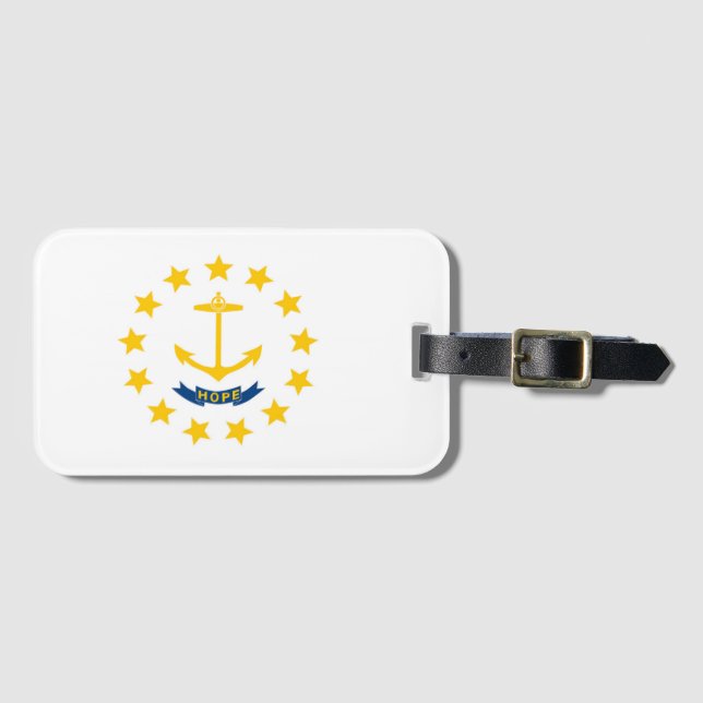Étiquette À Bagage Drapeau d'État de Rhode Island, États-Unis (Devant Horizontal)