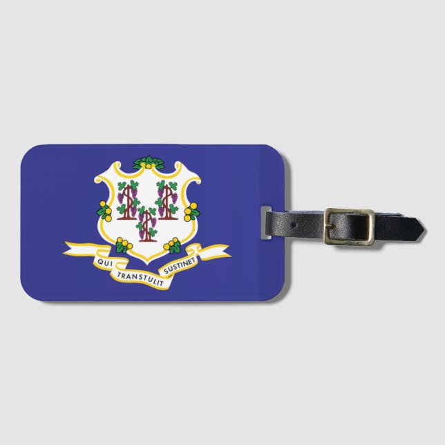 Étiquette À Bagage Drapeau d'État du Connecticut, États-Unis (Devant Horizontal)