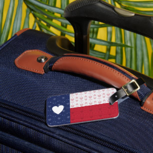 Étiquette À Bagage Drapeau d'état du Texas à motifs cardiaques