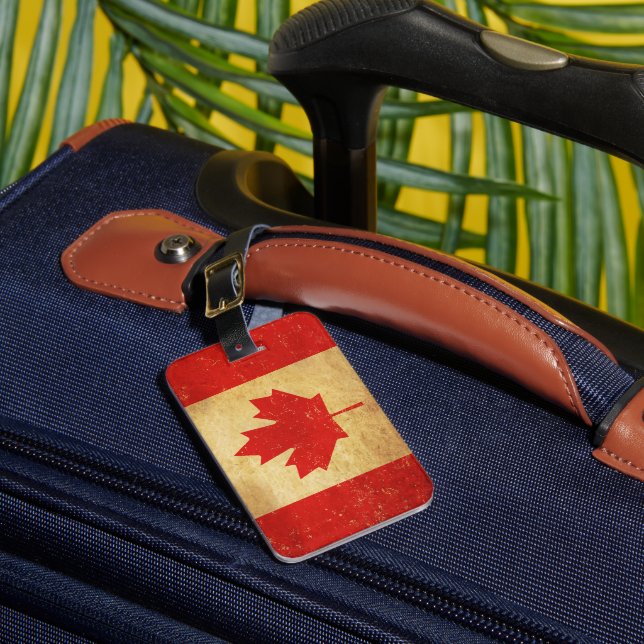 Étiquette À Bagage Drapeau du Canada Conception Vintage (Insitu Rectoal 1)