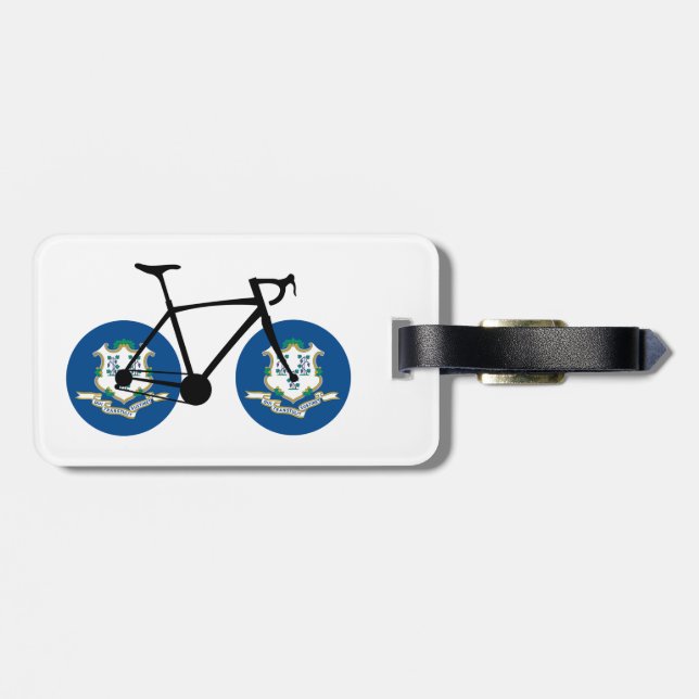Étiquette À Bagage Drapeau du Connecticut Cyclisme (Dos horizontal)