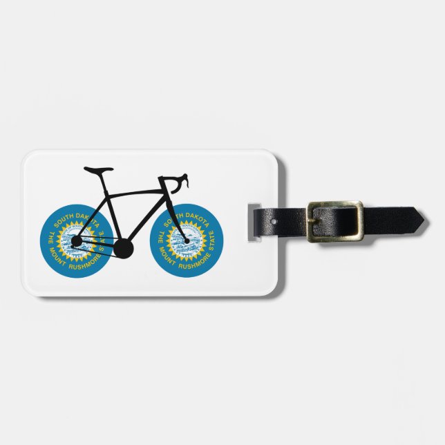 Étiquette À Bagage Drapeau du Dakota du Sud cyclisme (Devant horizontal)