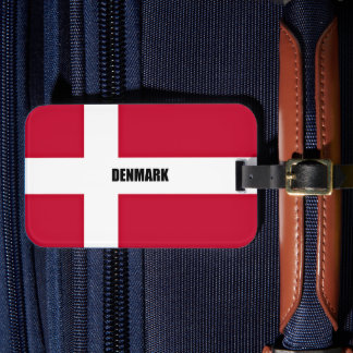 Étiquette À Bagage Drapeau du Danemark (rouge et blanc)