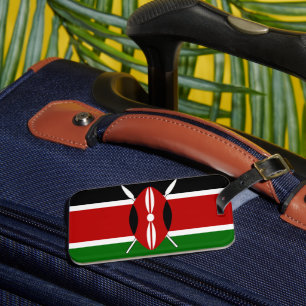 Étiquette À Bagage Drapeau du Kenya : avec cadre miniature de bordure