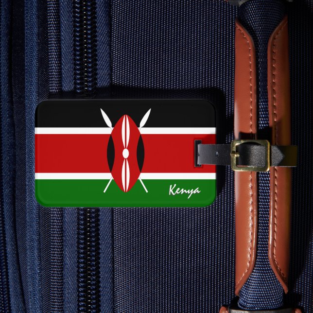 Étiquette À Bagage Drapeau du Kenya patriotique, bagage du Kenya (Insitu Rectoal 4)