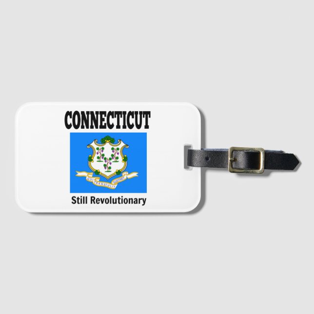 Étiquette À Bagage Drapeau et devise du Connecticut (Devant Horizontal)
