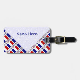 Étiquette À Bagage Drapeau français de France personnalisé bleu mosaï