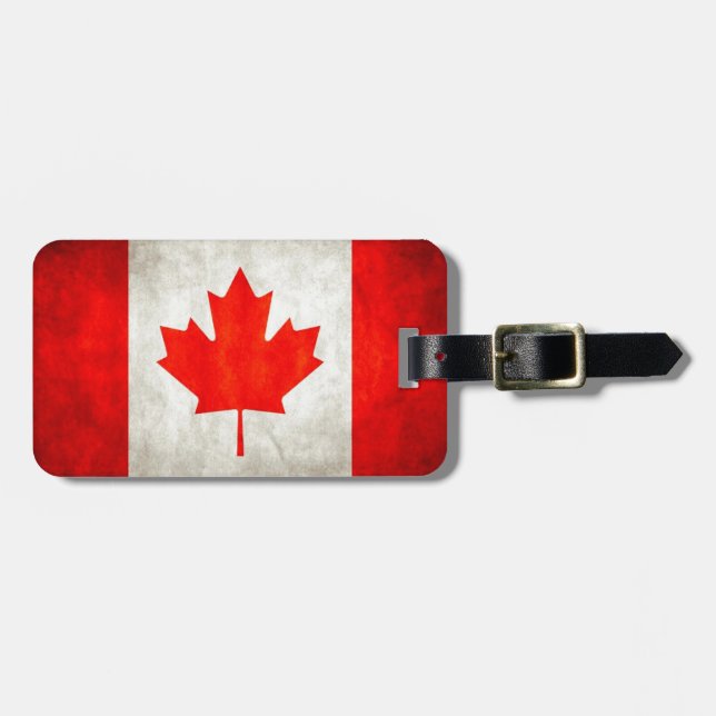Étiquette À Bagage Drapeau grunge du Canada (Devant horizontal)