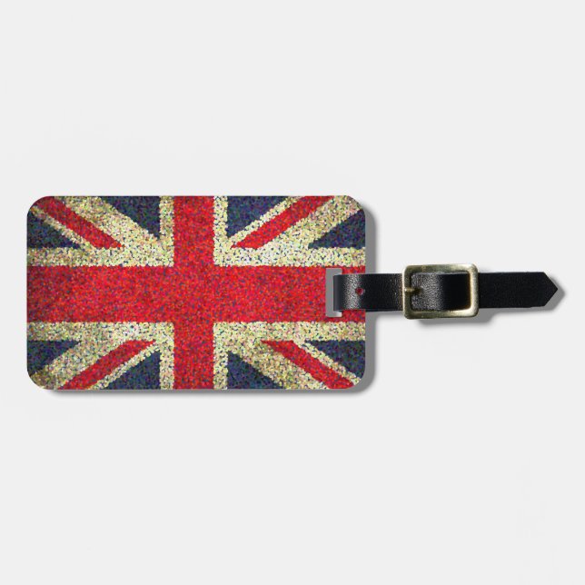Étiquette À Bagage Drapeau grunge d'Union Jack de regard (Devant horizontal)