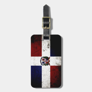 Étiquette À Bagage Drapeau grunge noir de la République Dominicaine