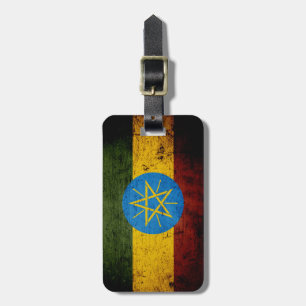 Étiquette À Bagage Drapeau grunge noir de l'Ethiopie