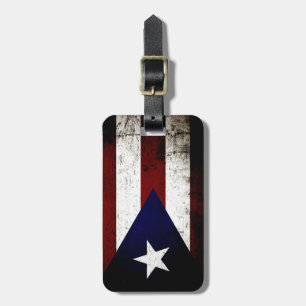 Étiquette À Bagage Drapeau grunge noir de Porto Rico