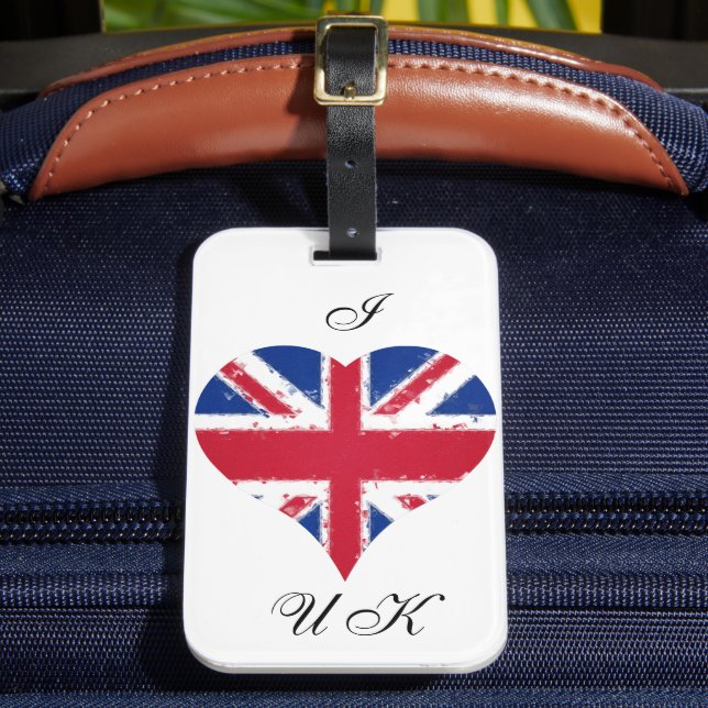 Étiquette À Bagage Drapeau I Heart England British Union Jack (Insitu Rectoal 2)