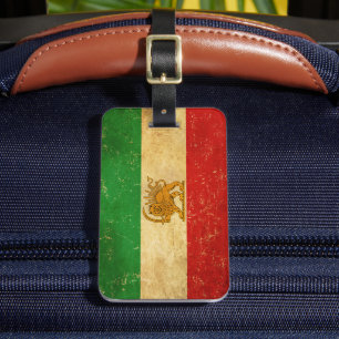 Étiquette À Bagage Drapeau Iran Lion et Sun Shah d'Iran