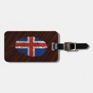 Étiquette À Bagage Drapeau islandais d'empreinte digitale de contact