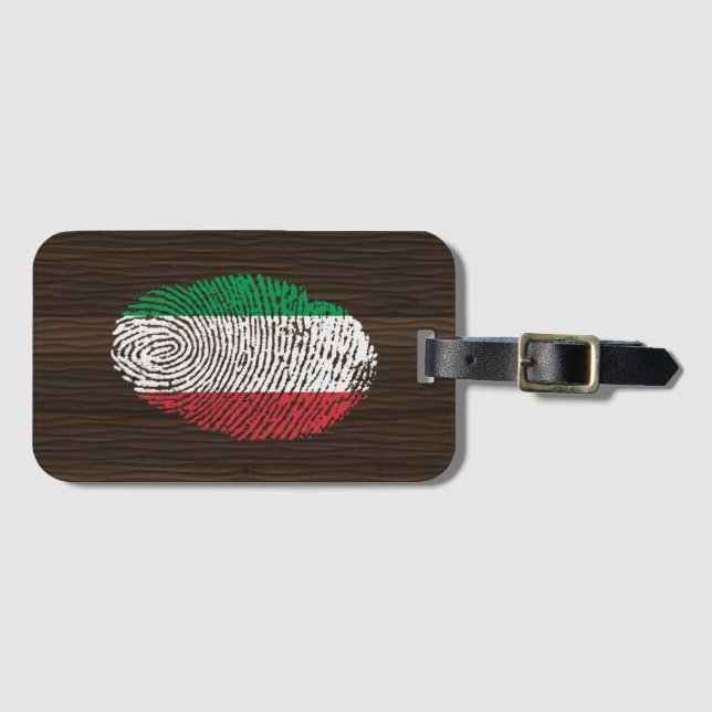 Étiquette À Bagage Drapeau italien d'empreinte digitale de contact (Devant Horizontal)