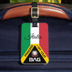 Étiquette À Bagage Drapeau italien, étiquettes de sac, Italie / Perso