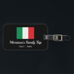 Étiquette À Bagage Drapeau italien Italie Voyage Texte personnalisé<br><div class="desc">Voyager en Italie avec votre famille ou un groupe de voyage? Ensuite, cette étiquette de bagage est parfaite - design comprend le drapeau italien et 2 lignes de texte personnalisé. Ajoutez votre nom de famille ou de groupe, votre date de vacances ou tout texte personnalisé. Simple et classique - parfait...</div>