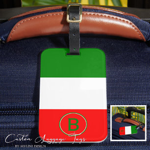 Étiquette À Bagage Drapeau italien monogramme élégant