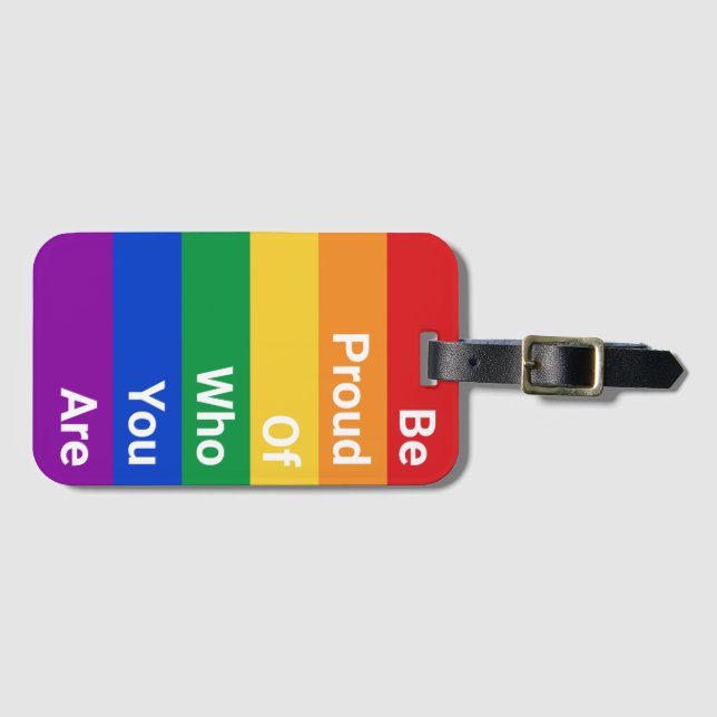 Étiquette À Bagage Drapeau LGBTQ+, Soyez Fier De Qui Vous Êtes (Devant Horizontal)