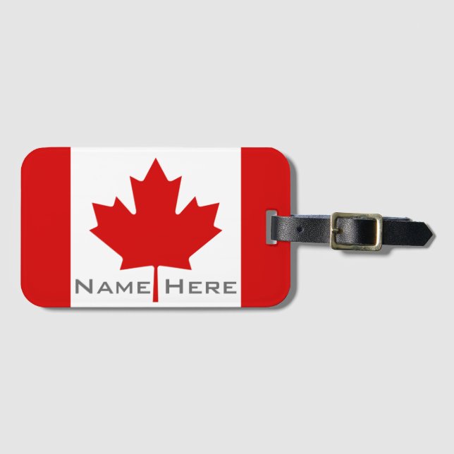 Étiquette À Bagage Drapeau magnifique du Canada avec monogramme (Devant Horizontal)