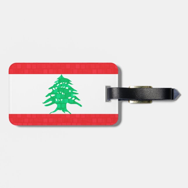 Étiquette À Bagage Drapeau moderne de Libanais de motif (Dos horizontal)