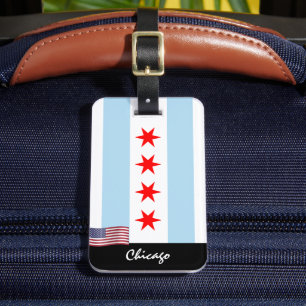 Étiquette À Bagage Drapeau Patriotic Chicago, États-Unis, Chicago
