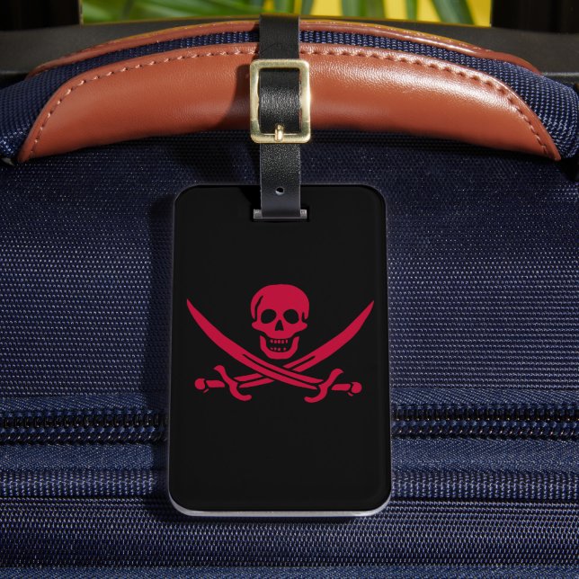 Étiquette À Bagage Drapeau pirate de Calico Jack Crâne et épées écarl (Insitu Rectoal 2)