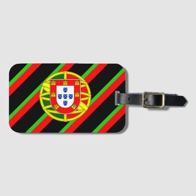 Étiquette À Bagage Drapeau portugais de rayures (Devant Horizontal)