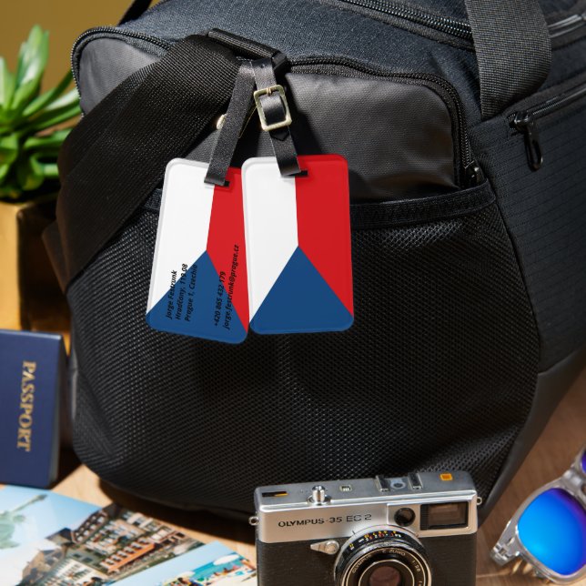 Étiquette À Bagage Drapeau République tchèque (Recto & Verso)