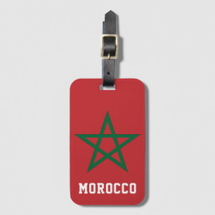 Étiquette À Bagage Drapeau Rouge Vert Étoile Marocaine