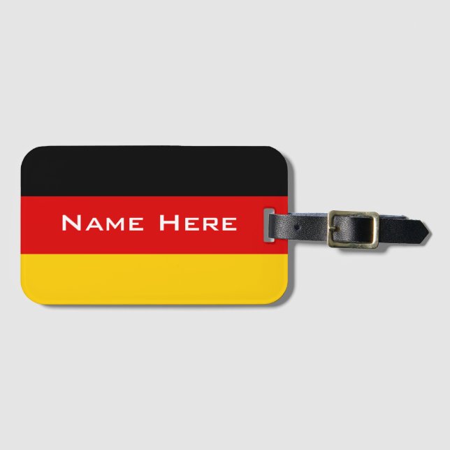 Étiquette À Bagage Drapeau très cool d'Allemagne avec monogramme (Devant Horizontal)