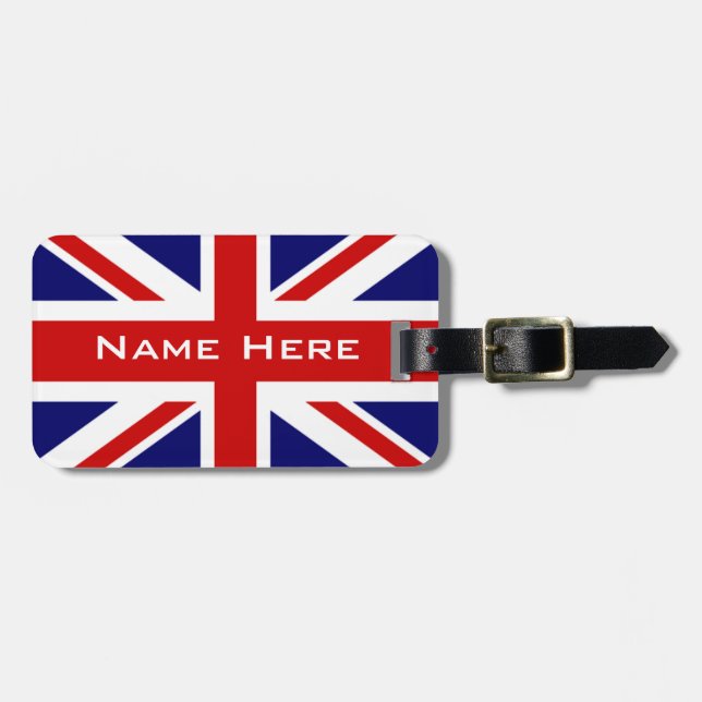 Étiquette À Bagage Drapeau U.k Très Cool The Union Jack Avec Monogram (Devant horizontal)