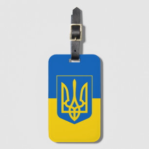 Étiquette À Bagage Drapeau ukrainien avec armoiries