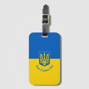 Étiquette À Bagage Drapeau ukrainien avec blason et texte personnalis