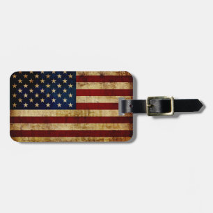 Étiquette À Bagage Drapeau USA / Grunge