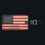 Étiquette À Bagage Drapeau vintage américain Patiné<br><div class="desc">Vintage étoiles et rayures drapeau américain Patiné Motif</div>