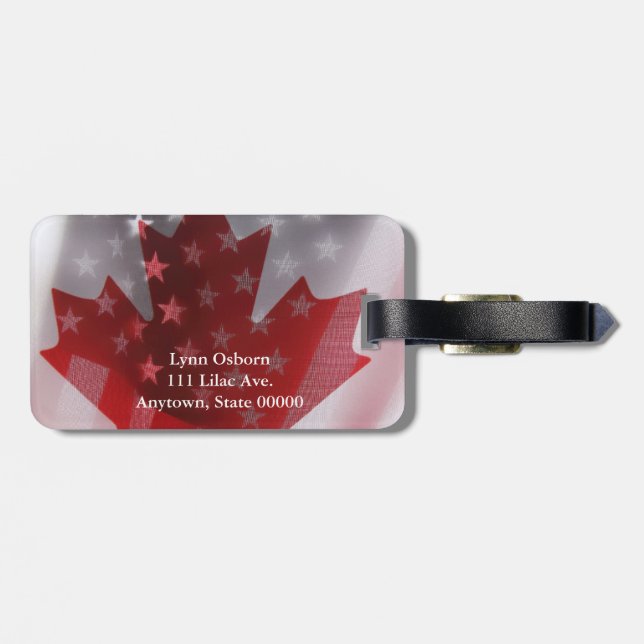 Étiquette À Bagage Drapeaux américains et canadiens (Dos horizontal)