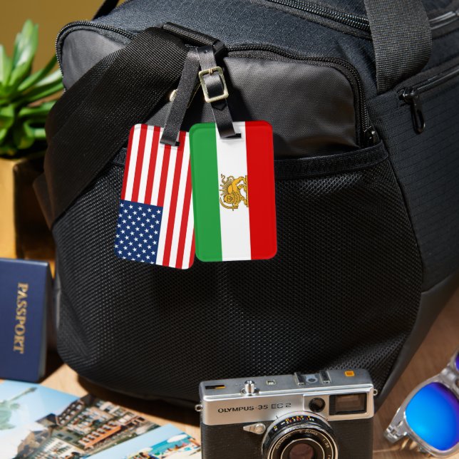 Étiquette À Bagage Drapeaux de voyage États-Unis Iran (Recto & Verso)